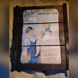 Antique Barnwood Advertisement Sign De Leval Cream Separator